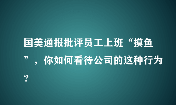 国美通报批评员工上班“摸鱼”，你如何看待公司的这种行为？