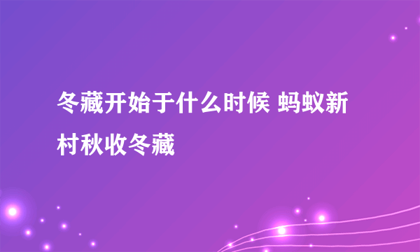 冬藏开始于什么时候 蚂蚁新村秋收冬藏