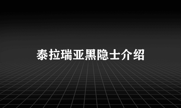 泰拉瑞亚黑隐士介绍