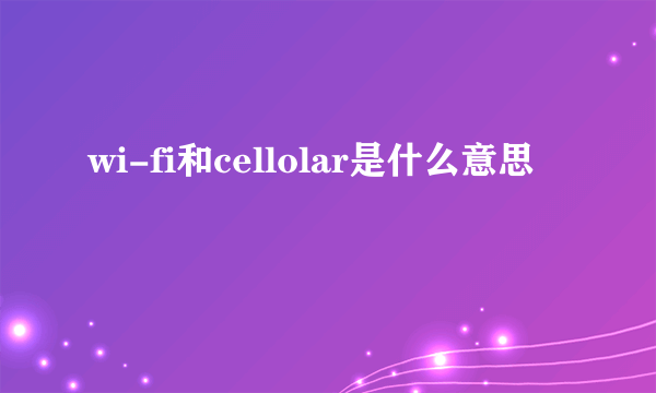 wi-fi和cellolar是什么意思