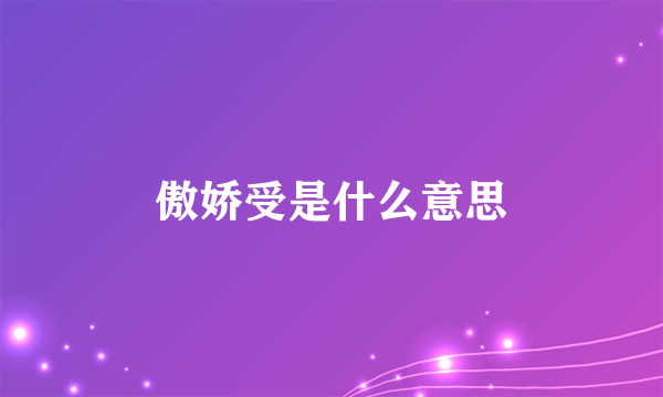 傲娇受是什么意思