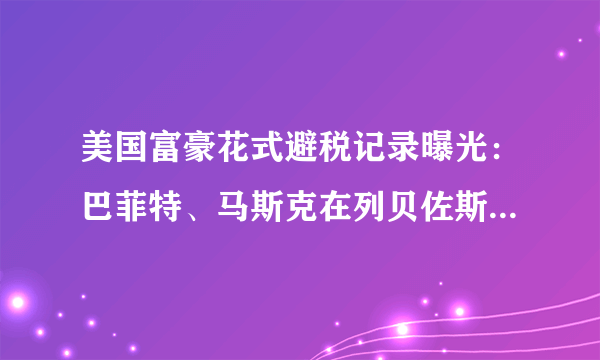 美国富豪花式避税记录曝光：巴菲特、马斯克在列贝佐斯5年税款为零-飞外