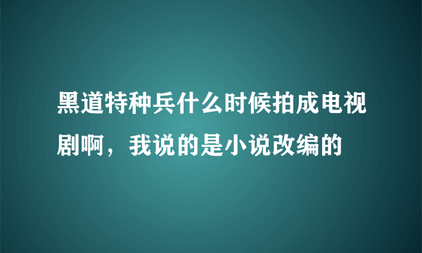 黑道特种兵什么时候拍成电视剧啊，我说的是小说改编的