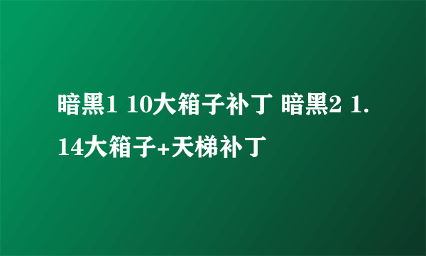 暗黑1 10大箱子补丁 暗黑2 1.14大箱子+天梯补丁