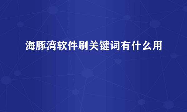 海豚湾软件刷关键词有什么用