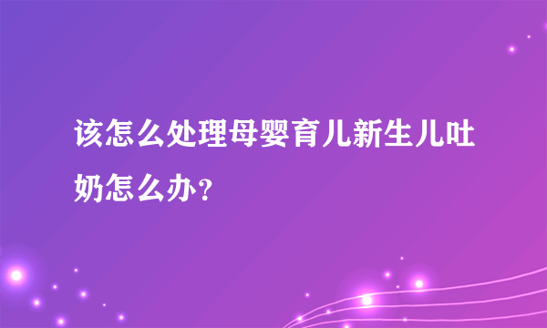 该怎么处理母婴育儿新生儿吐奶怎么办？