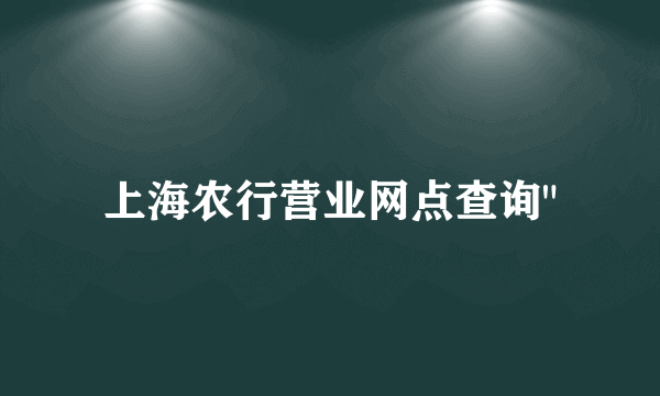 上海农行营业网点查询