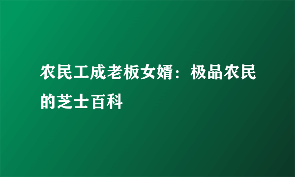 农民工成老板女婿：极品农民的芝士百科