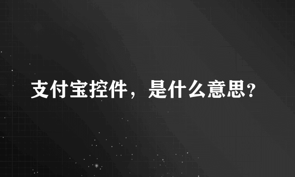 支付宝控件，是什么意思？