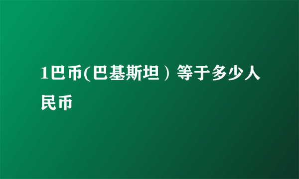 1巴币(巴基斯坦）等于多少人民币 