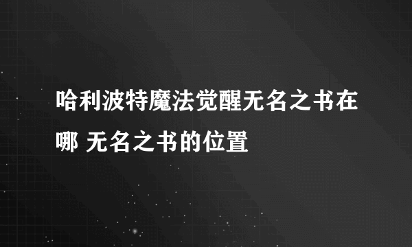 哈利波特魔法觉醒无名之书在哪 无名之书的位置