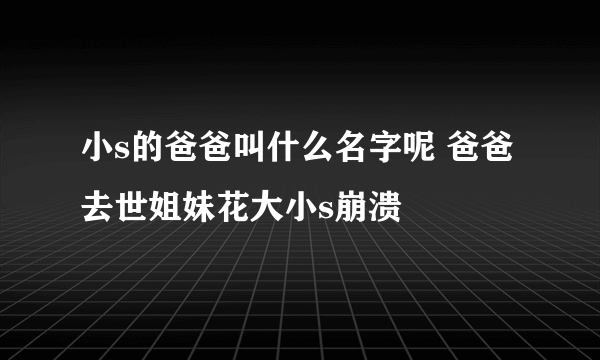 小s的爸爸叫什么名字呢 爸爸去世姐妹花大小s崩溃