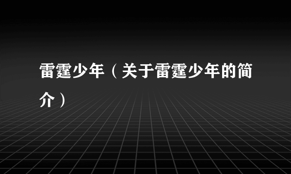 雷霆少年（关于雷霆少年的简介）