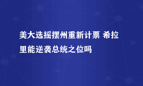 美大选摇摆州重新计票 希拉里能逆袭总统之位吗