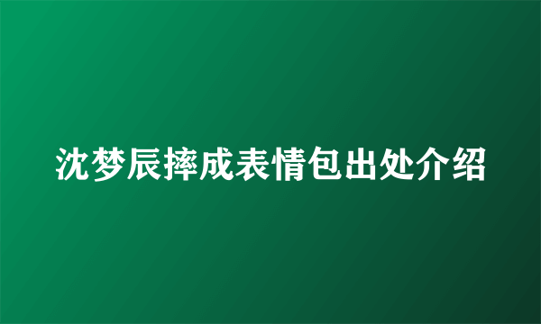 沈梦辰摔成表情包出处介绍