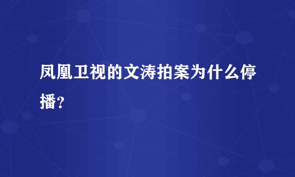 凤凰卫视的文涛拍案为什么停播？