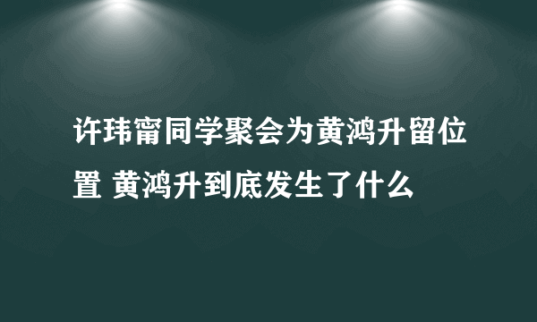 许玮甯同学聚会为黄鸿升留位置 黄鸿升到底发生了什么