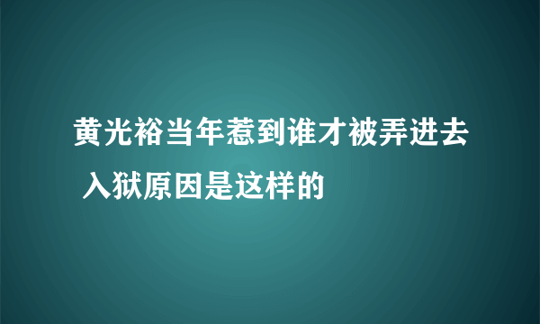 黄光裕当年惹到谁才被弄进去 入狱原因是这样的