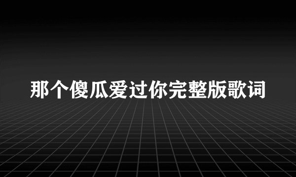 那个傻瓜爱过你完整版歌词