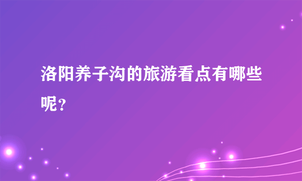 洛阳养子沟的旅游看点有哪些呢？