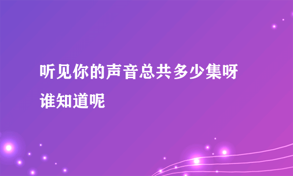 听见你的声音总共多少集呀 谁知道呢