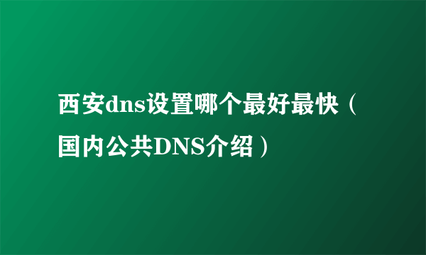 西安dns设置哪个最好最快（国内公共DNS介绍）