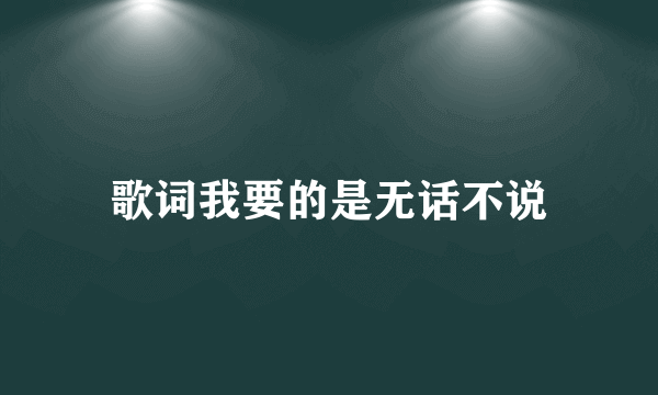 歌词我要的是无话不说