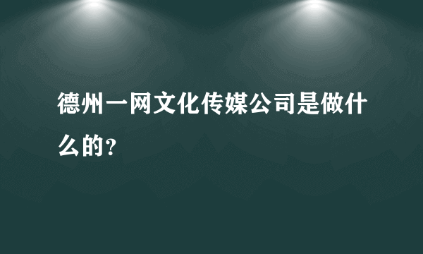 德州一网文化传媒公司是做什么的？