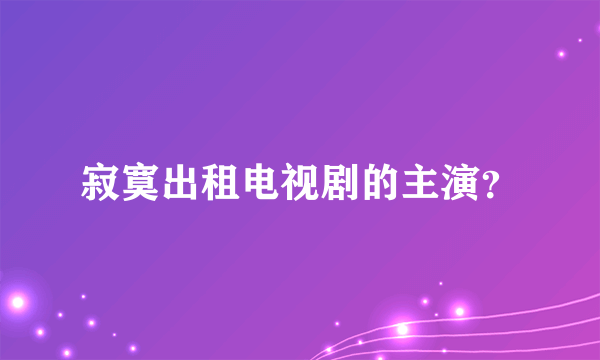 寂寞出租电视剧的主演？