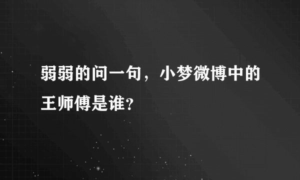 弱弱的问一句，小梦微博中的王师傅是谁？