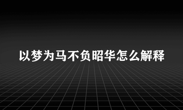 以梦为马不负昭华怎么解释