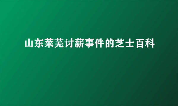 山东莱芜讨薪事件的芝士百科