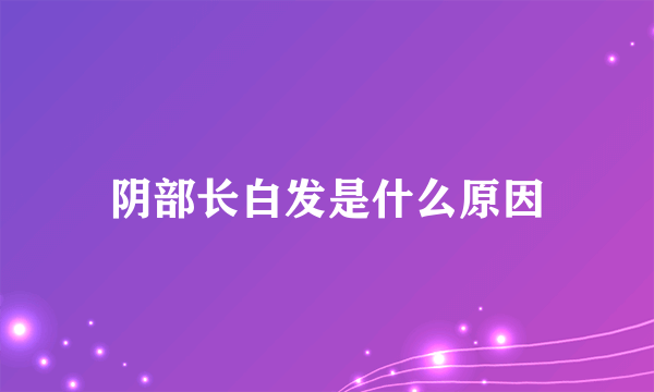 阴部长白发是什么原因