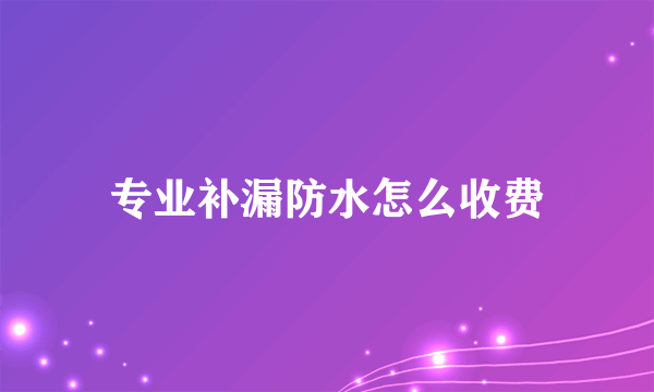 专业补漏防水怎么收费