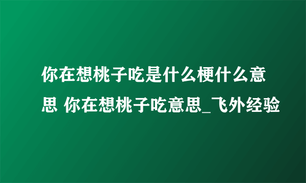 你在想桃子吃是什么梗什么意思 你在想桃子吃意思_飞外经验