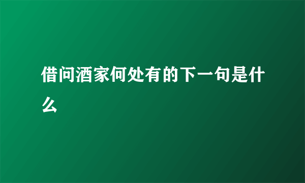 借问酒家何处有的下一句是什么