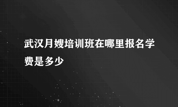 武汉月嫂培训班在哪里报名学费是多少