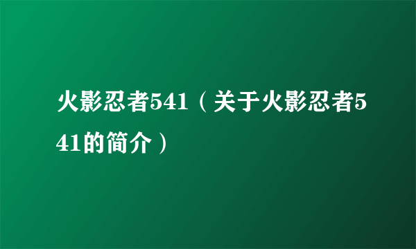 火影忍者541（关于火影忍者541的简介）