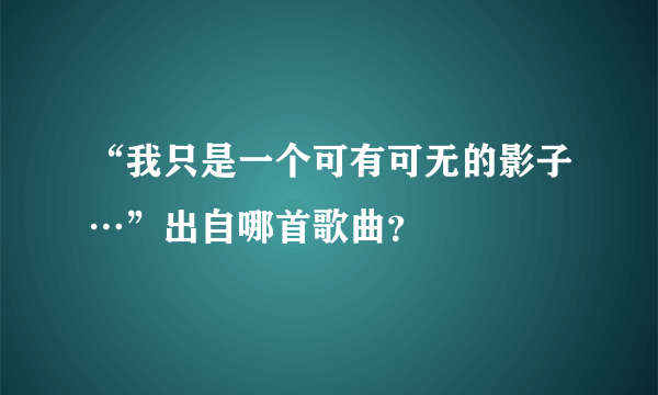 “我只是一个可有可无的影子…”出自哪首歌曲？