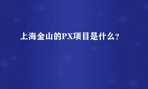 上海金山的PX项目是什么？