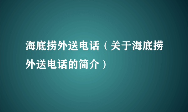 海底捞外送电话（关于海底捞外送电话的简介）