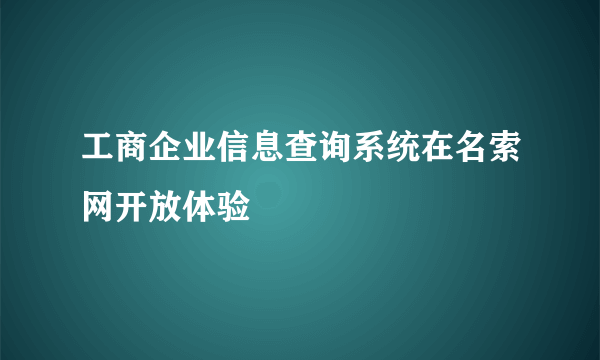 工商企业信息查询系统在名索网开放体验