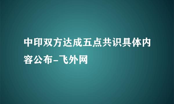 中印双方达成五点共识具体内容公布-飞外网