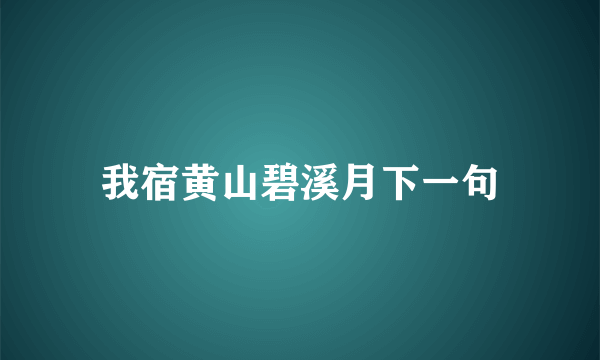 我宿黄山碧溪月下一句