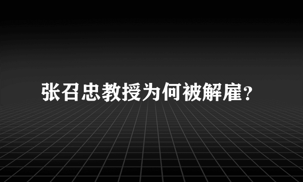 张召忠教授为何被解雇？