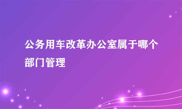 公务用车改革办公室属于哪个部门管理