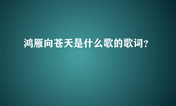 鸿雁向苍天是什么歌的歌词？