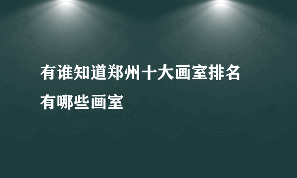 有谁知道郑州十大画室排名 有哪些画室