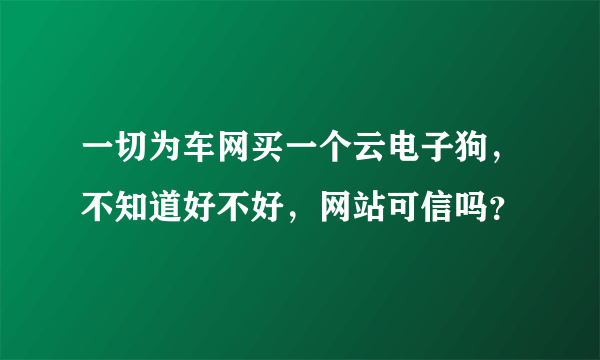 一切为车网买一个云电子狗，不知道好不好，网站可信吗？