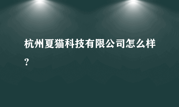 杭州夏猫科技有限公司怎么样？